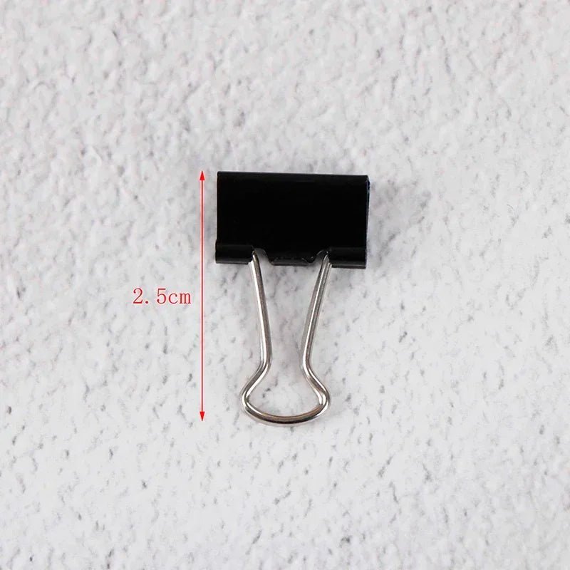 10-20pcs Paper Clip 19/25mm Foldback Metal Binder Clips Black Grip Clamps Office School Stationery Paper Document Clips