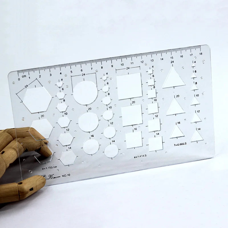 Transparent drawing size square square ruler hexagonal triangle ruler drawing design ruler scale line
