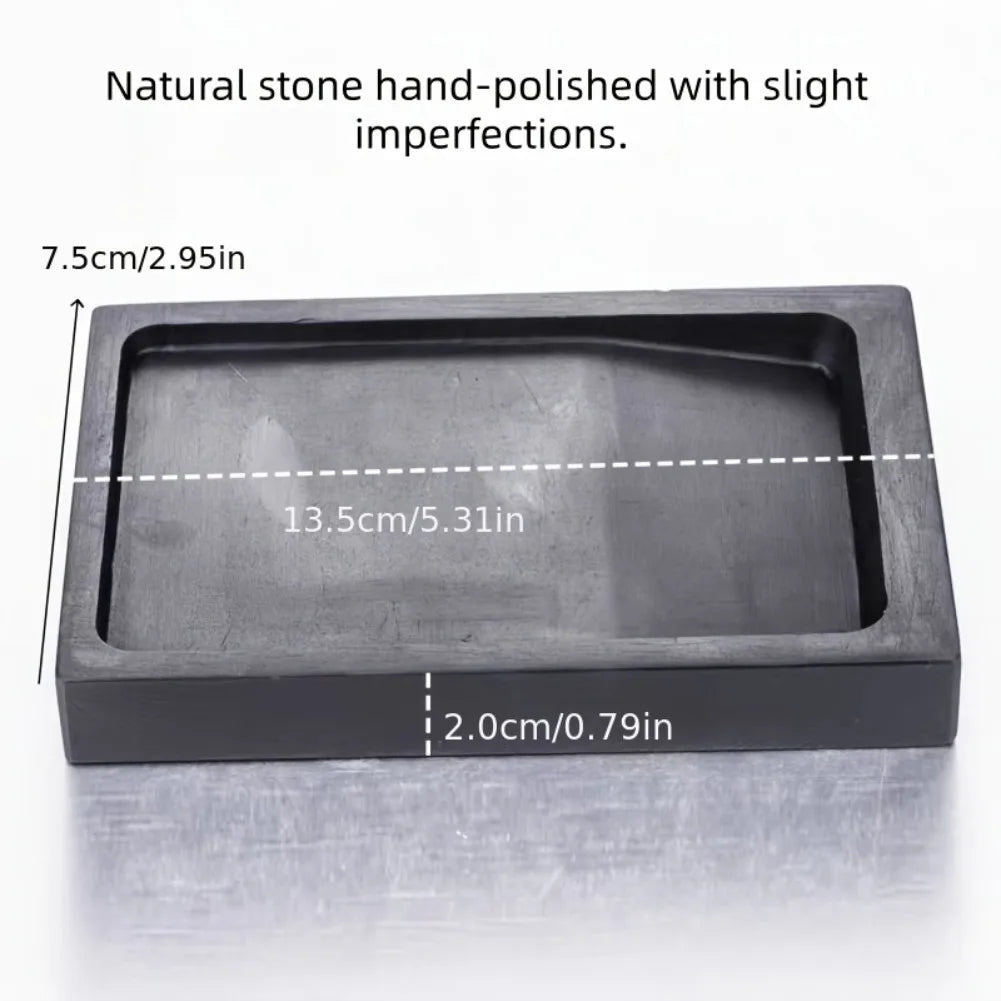 Chinese Calligraphy Inkstone Rectangular Natural Stone Ink Well Traditional Painting Tool Grinding Slab Inkwell Artist Student