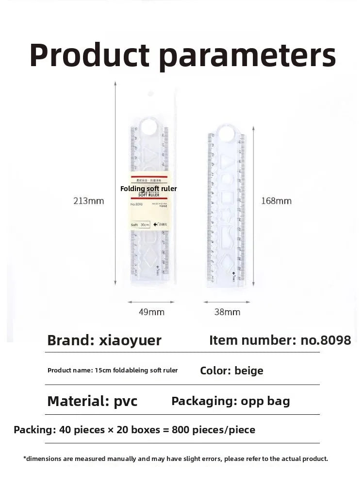 1PC 30cm Folding Flexible Ruler Transparent PVC Creative Drawing Tool Student Stationery Supplies