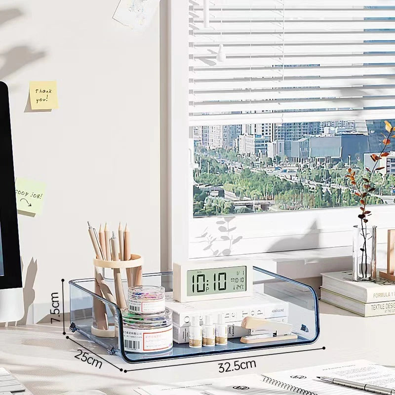Multi-Purpose Desktop Organizer with Stackable Design, Sturdy Storage Box for A4 Files & Stationery