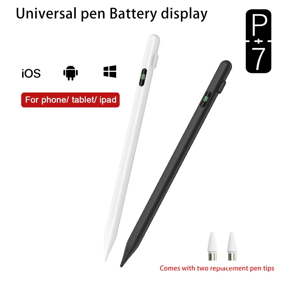 P+7 Universal Stylus Battery Display Pen For Android IOS Screen Touch Pen For iPad Huawei Xiaomi Honor Tablet Stylu   Penci