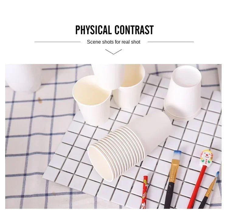 50/100PCS 210/250ml Pure White Paper Cups Disposable Coffee Tea Milk Cup Party Drinking Accessories Camping Party Supplies