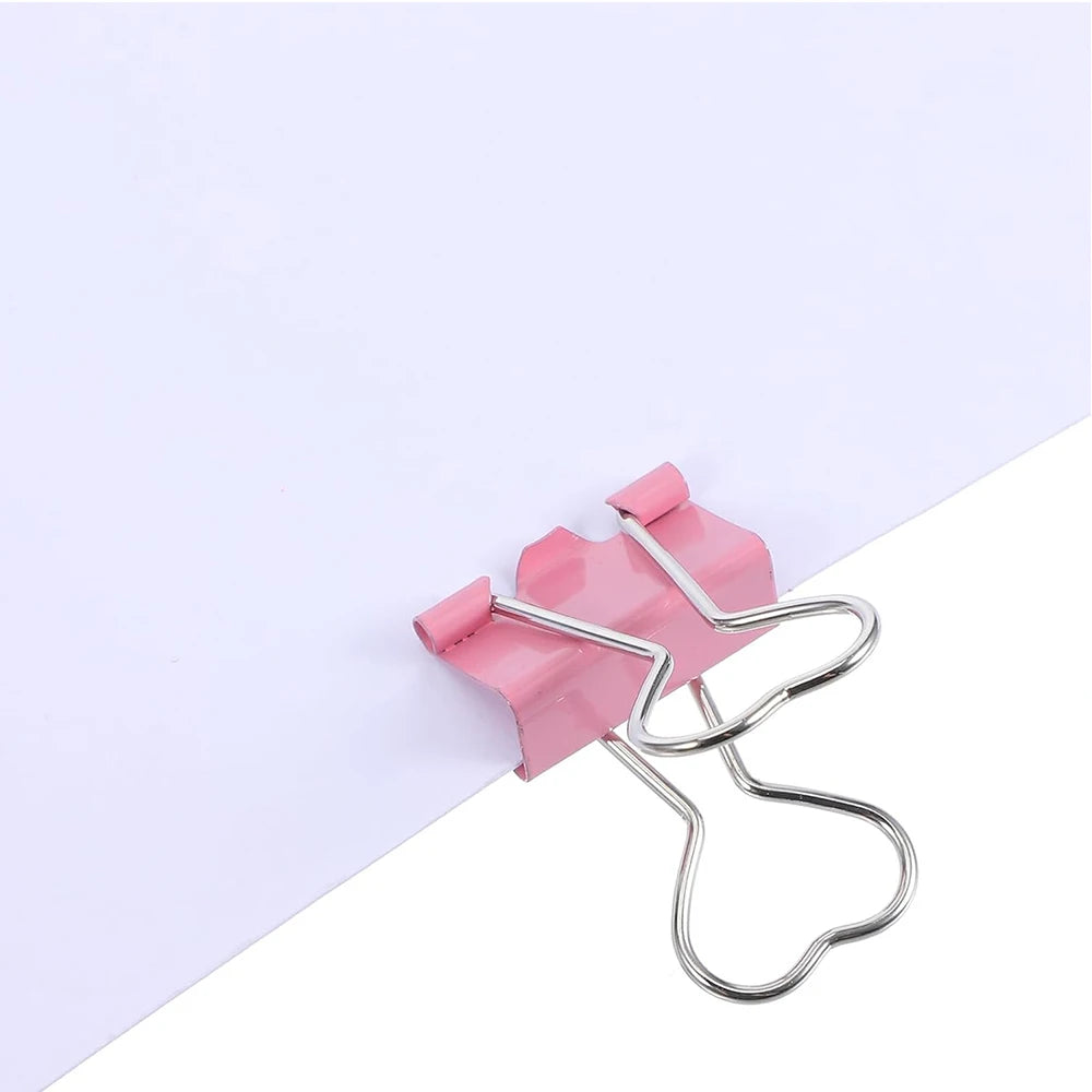 3Pcs Heart Pink Binder Clip Heart Shape Handle Metal Paper Clips  for Office School Home Supplies