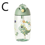 500ml Children's Dinosaur Water Bottle With Silicone Straw Leak Proof Plastic Water Bottle Summer Children's Water Cup