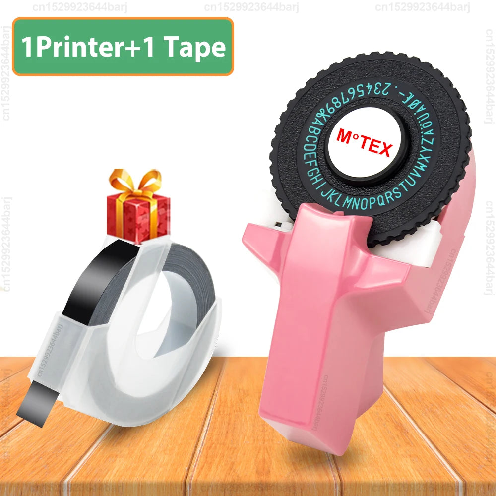 Motex E101 Portable 3D Embossing Label Printer Similar as B90 Dymo 12965 1610 Manual Label Maker DIY Adhesive Dymo 3D Label Tape