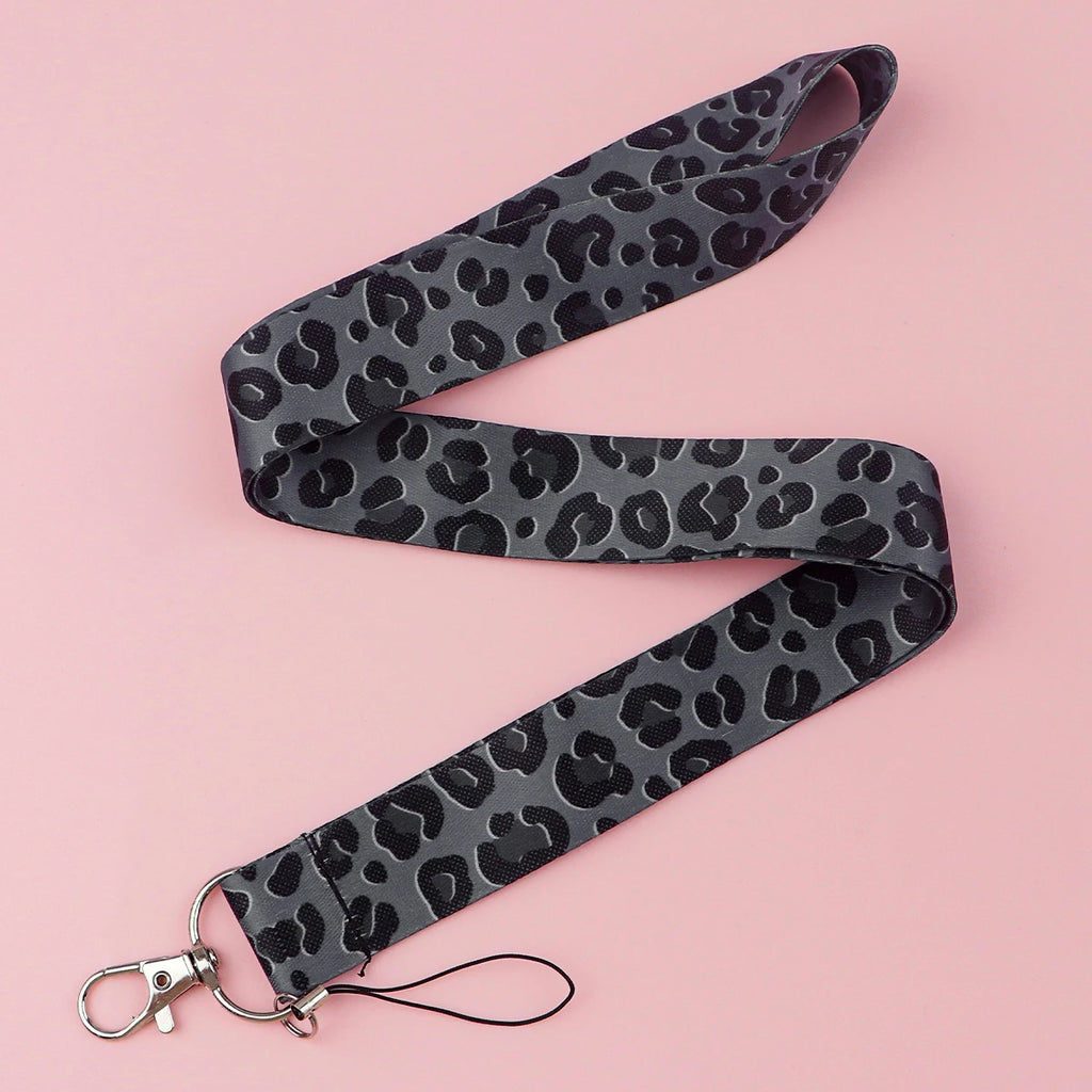 Gray Leopard Print Fashion Lanyard for Key Neck Strap Lanyard Card ID Badge Holder Key Chain Key Holder Keyring Accessories Gift