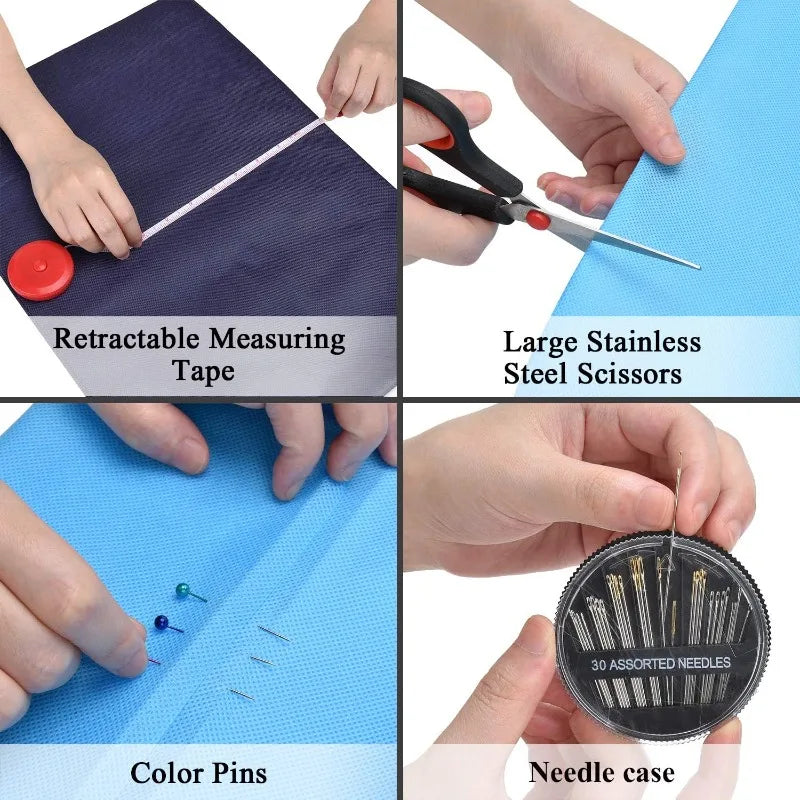 172/128/67/27pcs/set Sewing Kit with Threads Needles Scissors Tape Measure Buttons Storage Bag Portable Travel Sewing Box Tools