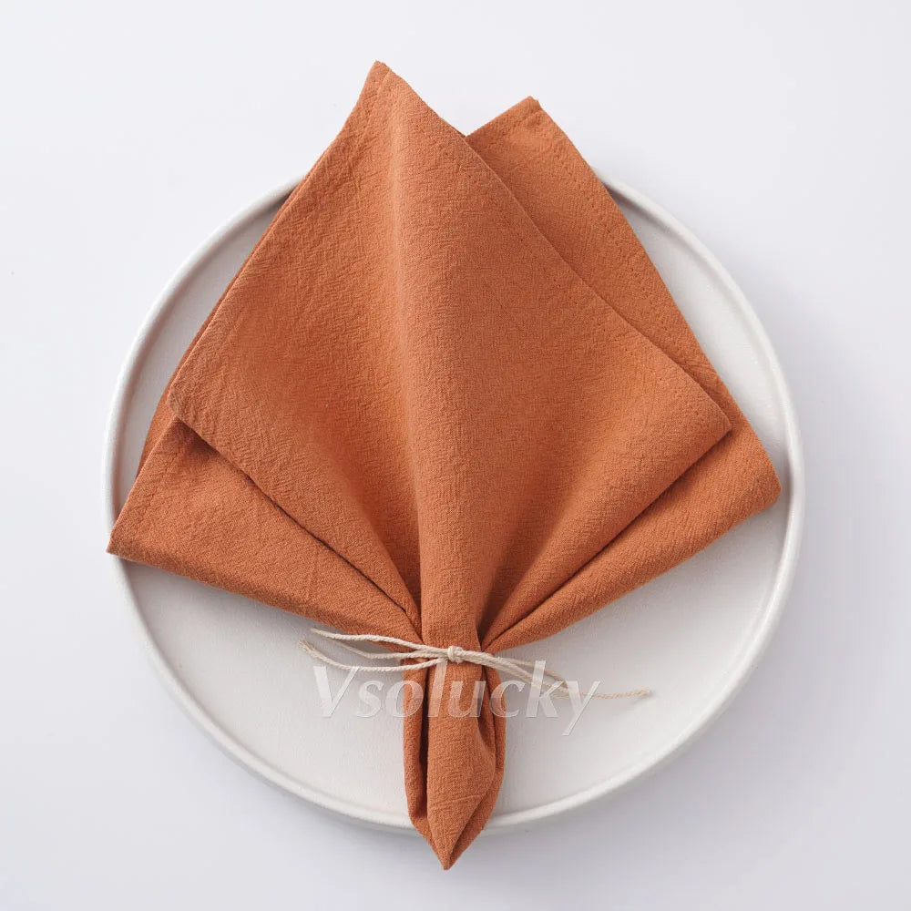 Cloth Napkin 40x40cm Washed Cotton Plain Washed Cotton Soft Rustic Table Napkin for Wedding Christmas Party Daily Family Meals