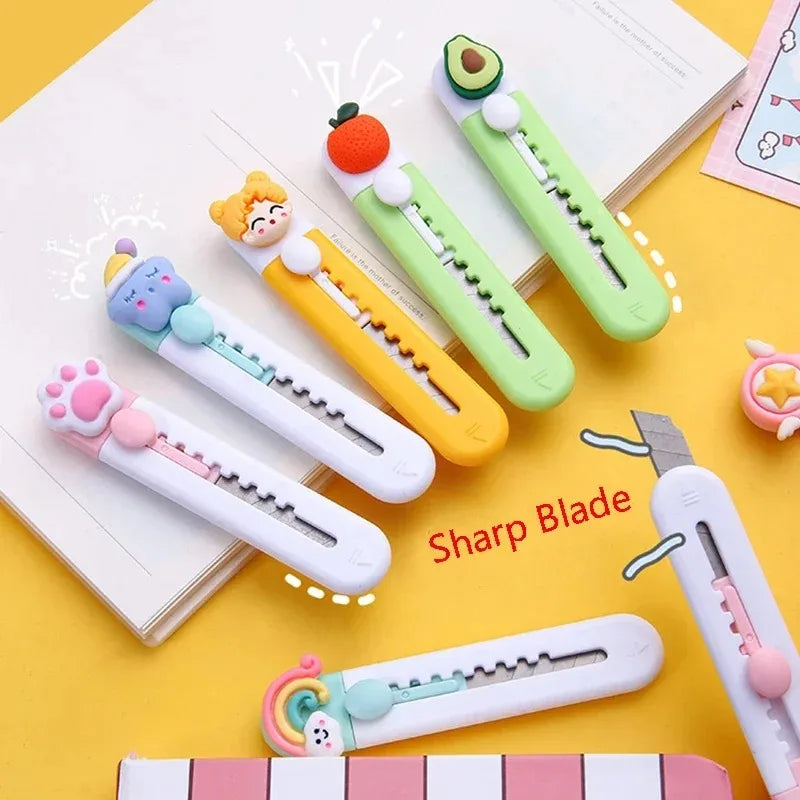3/5Pcs Cartoon Cat Cat Claw Clouds Mini Letter Opener Plastic Utility Knife Stationery for School Office Home