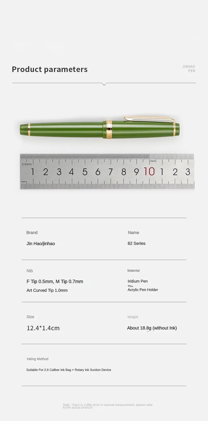Jinhao 82 Fountain Pen Transparency Plastic Spin Pen Popular EF F M NIB Business Office School Supplies Writing Stationery
