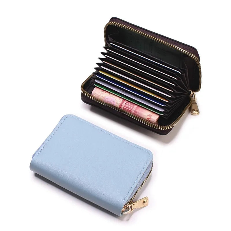 Compact Coin Purse Leather Business Credit Card Case Holder Travel Wallet for Women 20 Card Slots Small Card Pouch with