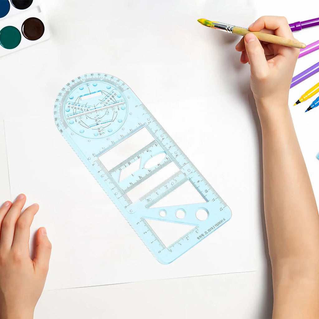 Multifunctional Geometric Drawing Ruler Set for Students Teachers Mathematics Drafting School Office Use Plastic Measuring