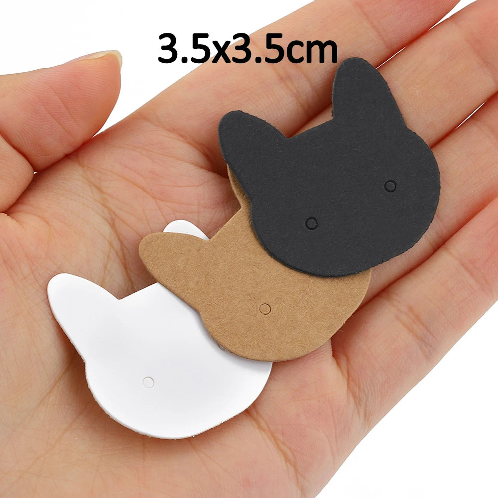 50-100pcs Cat Card Jewelry Display Cardboards Earrings Ear Studs Cards Necklace Flower Price Tags Cards DIY Storage Accessories