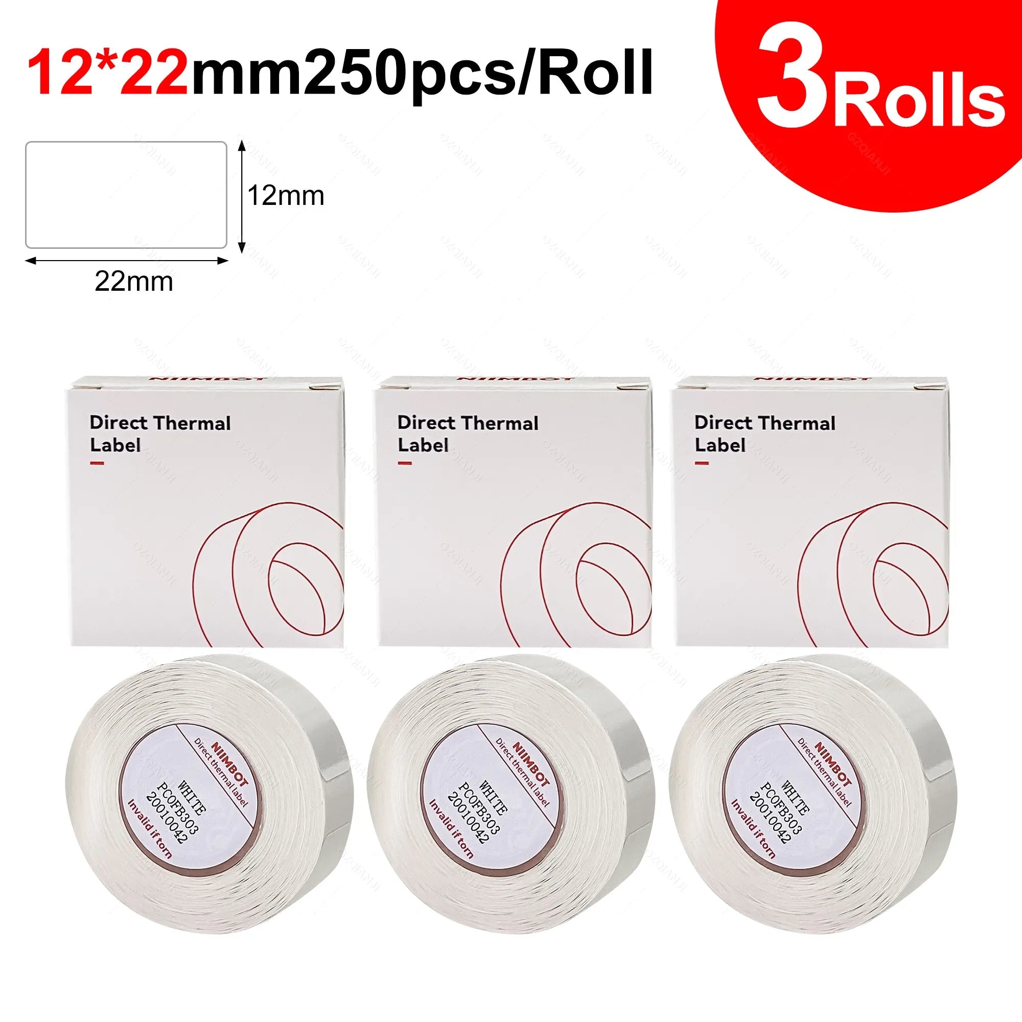 3/5/10 Rolls NiiMBOT D110 D11 D101 Offical Label Printer Sticker Various Size of White Color Paper Roll 12*40mm 15*30mm Anti-Oil