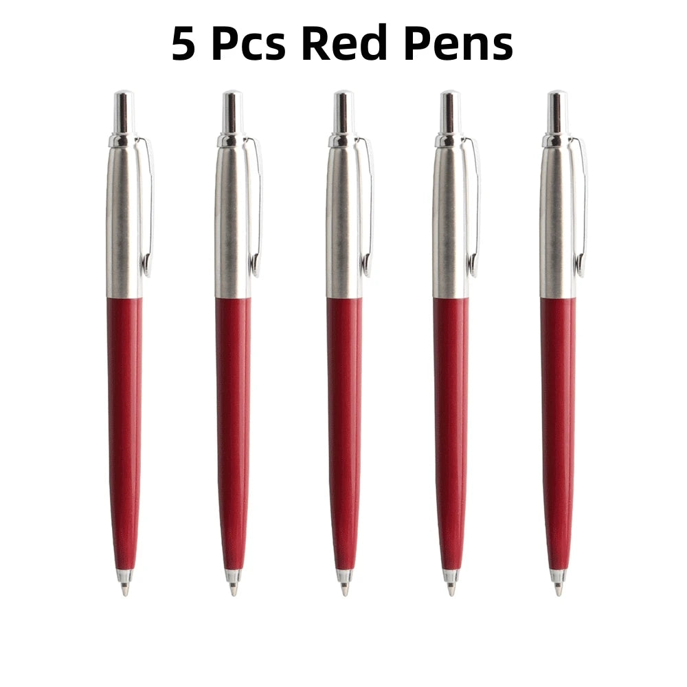 5Pcs/Set Metal Ballpoint Pen Promotional Pens G2 Refill Blue Ink Automatic Ballpoint Pens Set For School stationery office Pen