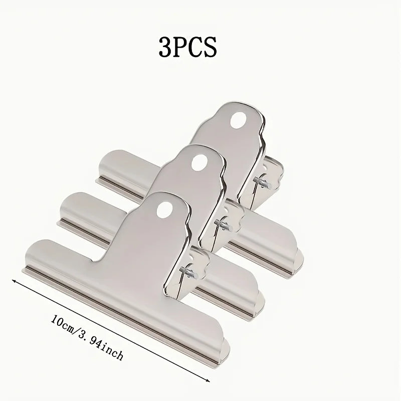 3pcs Durable Metal Folders | Home Office Desk Clips, School Supplies Sturdy