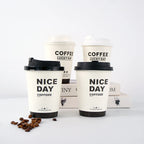 50pcs Thick Double-layer Coffee Paper Cup Disposable 90mm Caliber Hot Drink Leak Proof with Lid Shop Takeaway Paper Cups