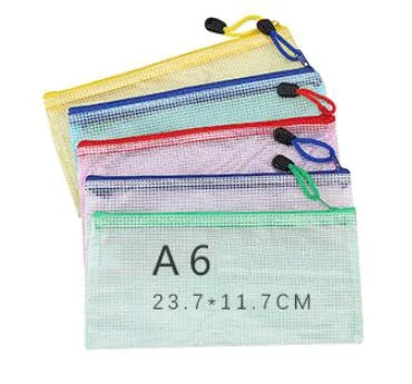5PCS Stationery Storage Folder File Mesh Zipper Pouch A4 A5 A6 B5 2PCS A3 B4 Document Bag Zip File Folder School Office Supplies