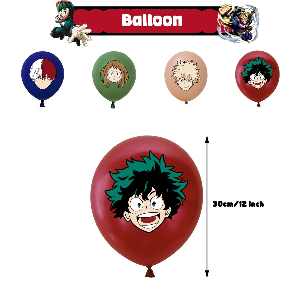 My Hero Academy Birthday Party Decoration Disposable Tableware Cup Tablecloth Balloon Backdrop Cake Topper Baby Shower Supplies
