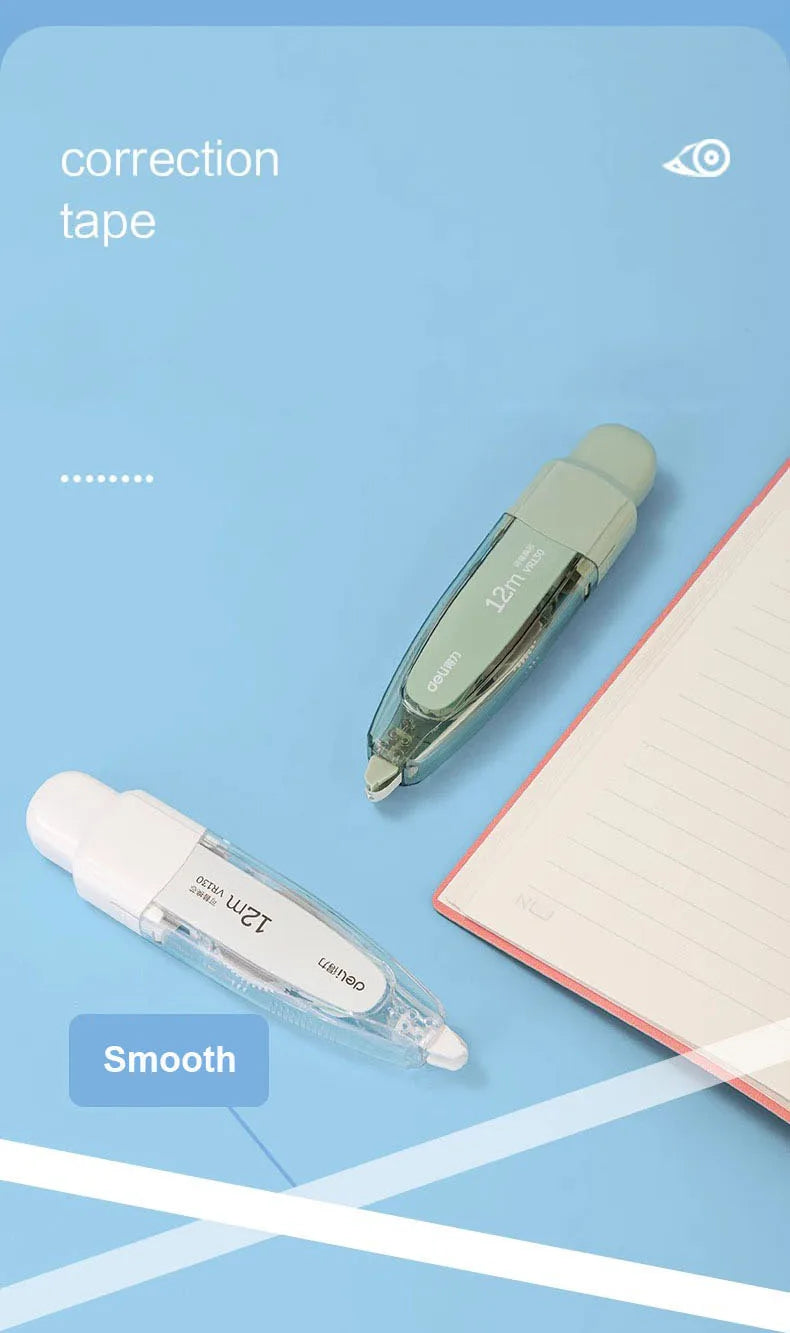 Press Correction Tape Set 5mm*12m Large Capacity Refill Replacement Stationery School Office Supplies Pen Style Correction Tape