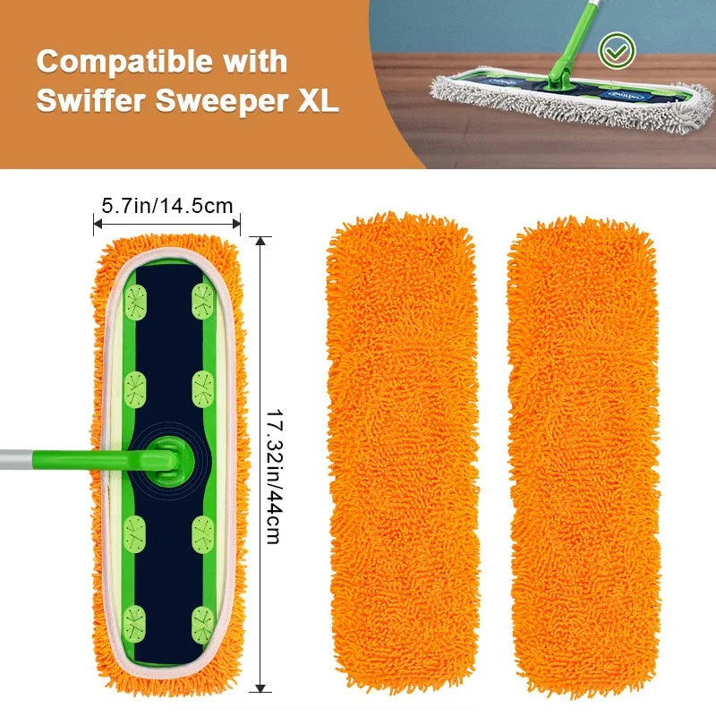 2pcs Reusable Microfiber Mop Pads for Swiffer Sweeper XL Dry Sweeping Wet Mop Cloths Replacement Sweeping Mopping Pad Refill