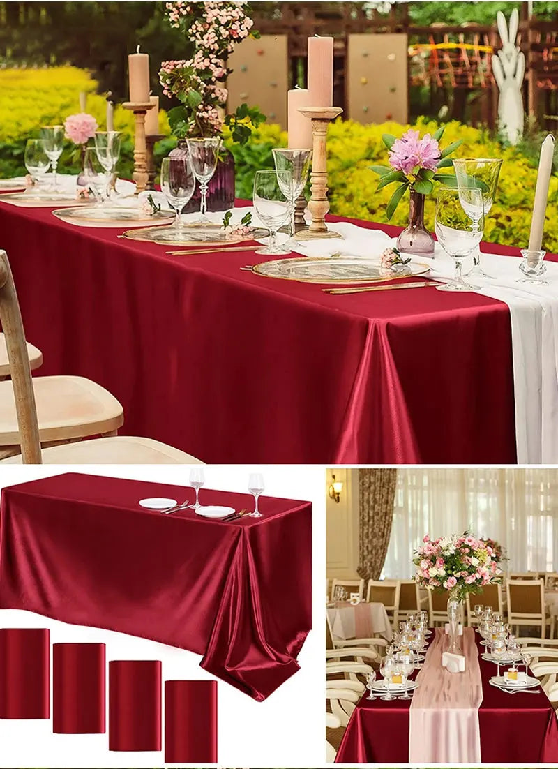 Rectangle Wedding Satin LargeTablecloth Bright Smooth Silk Table Cover Christmas Anniversary Dining Party high-end Table Decor