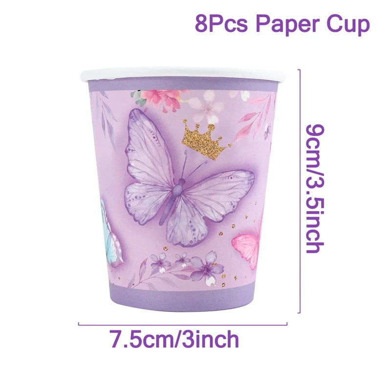 Butterfly Birthday Party Decoration  Butterfly Party Disposable Tableware Paper Cup Plate Birthday  Party
