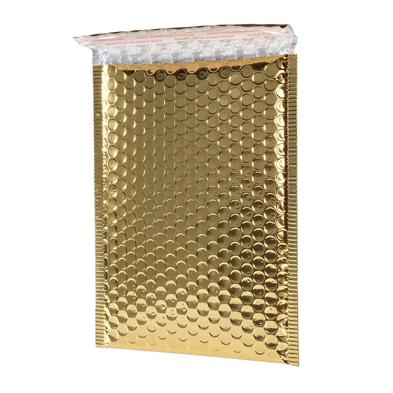 50PCS Aluminized Film Bubble Mailer Gold Mailing Envelope Waterproof Courier Bag Padded Bubble Envelopes Pack Bag for Shipping