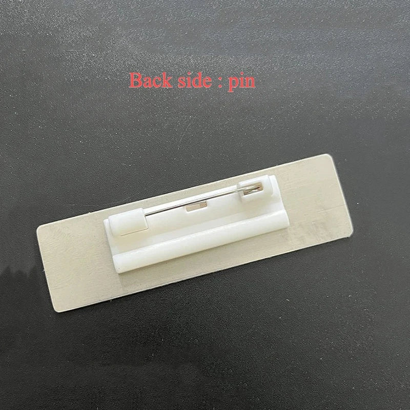 Shirley Custom 7*2cm Custom logo stainless steel name tag with brushed gold silver beauty salon employee ID tag wholesale