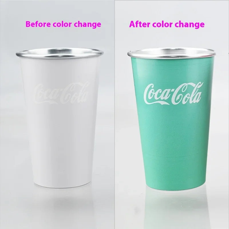 470ml Portable Aluminum Mug-CocaCola Cups ColorChanges When Cool Perfect for Cold Sensation Outdoor Camping Beer Cold DrinksCup