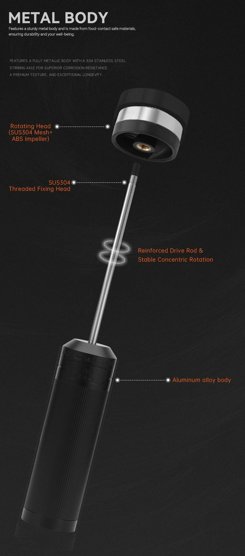 MUVNA 3-Speed Electric Milk Frother,Stainless Steel Handheld Coffee Mixer|Milk Beater&Foamer for Cappuccino/Latte Barista Tool
