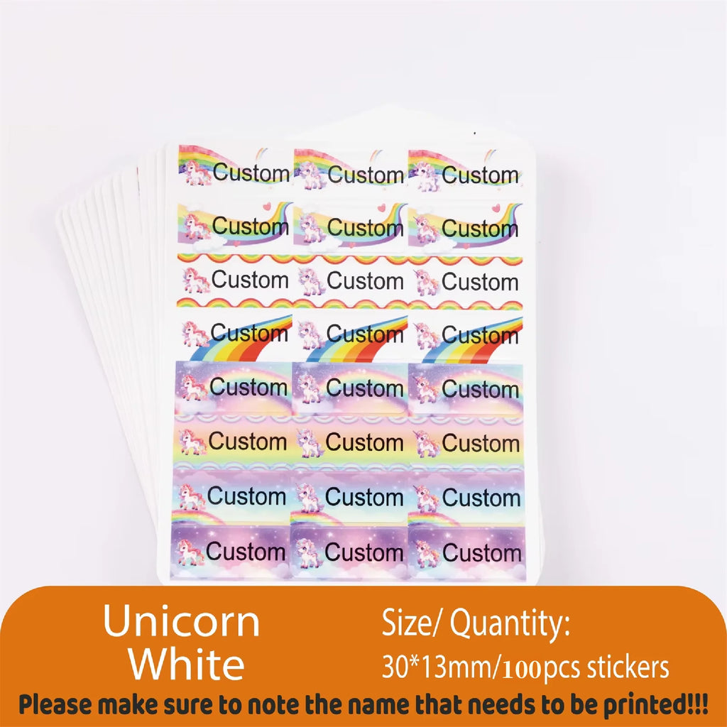 Custom Kawaii Name Tag Sticker Waterproof Stickers Decals Personalized Label for Children School Stationery Bottle