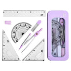 7PCS Stainless Steel Compass Set Math Geometry Tools with Eraser Ruler Student Carpenter Drafting Drawing School Supplies