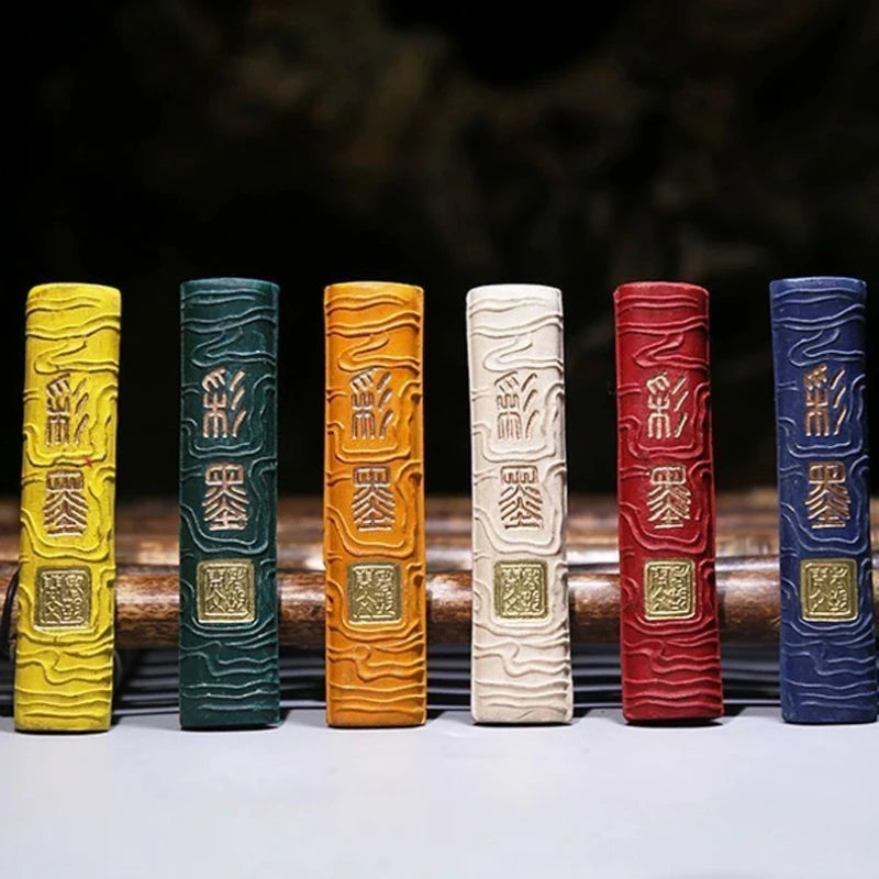 Handmade Chinese Colorful Ink Stick Set Watercolor Calligraphy Solid Ink Block Bar Hu Kaiwen Chinese Painting Colored Sumi Ink