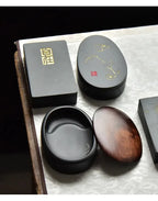 Small Portable Ink stone Chinese Style Calligraphy Regular Script Ink Stone Students Brush Writing Raw Stone She Inkstone