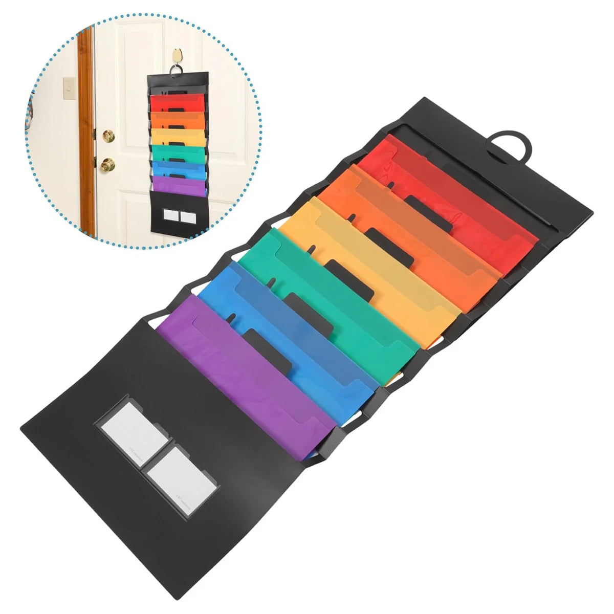 Wall-Mounted Expandable File Folder Organizer — Portable Hanging File Storage Pocket with 6 Pockets
