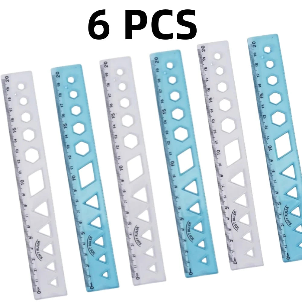 Soft Ruler Set Creative Measure Tool Can Bend Transparent Ruler Students Geometry Math Drawing Stationery School Office Supplies