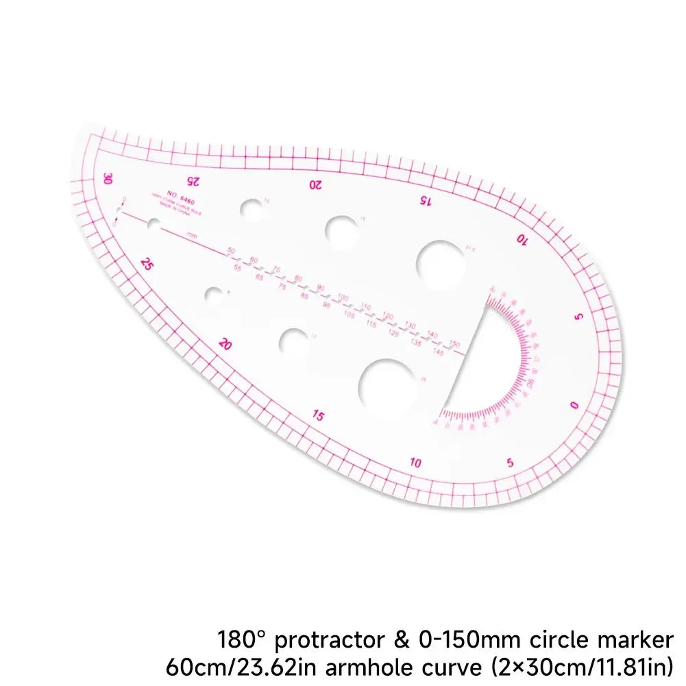Flexible Clear Metric French Curve Ruler Multipurpose Tailoring Template For Dressmaking Pattern Drafting DIY Sewing Projects