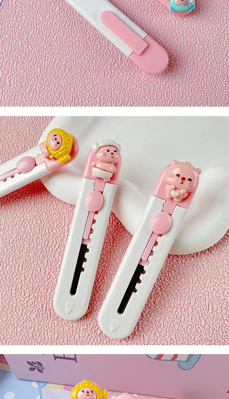 1pc Mini Portable Art Knife Students Use Envelope Opener Cute Cartoon Paper Cutter Office Stationery Express Unpacking Device