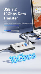 Blueendless Aluminium 10Gbps USB3.2 Gen2 4/10port HUB Docking Station USB-C USB-A Type C Splitter Adapter for PC Laptop macbook