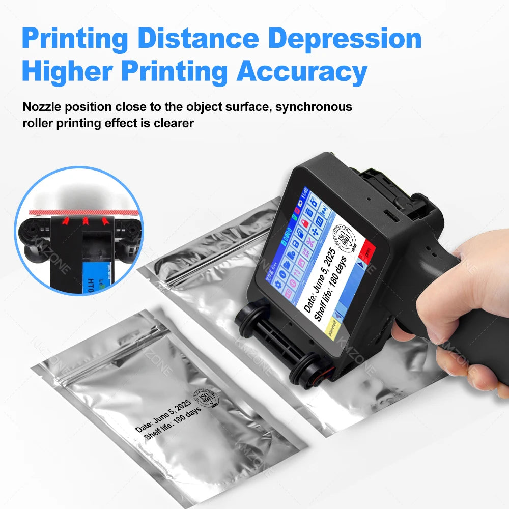 Mini Handheld Inkjet Printer 2-12.7mm for Text QR Barcode Batch Number Logo Date Label Printer with 0/1/2 Ink Cartridges