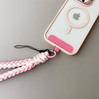 IN Korea Universal Braided Short Mobile Phone Lanyard Strap Hanging Chain Ring Cord with Patch Wrist Strap Cell Phone Detachable