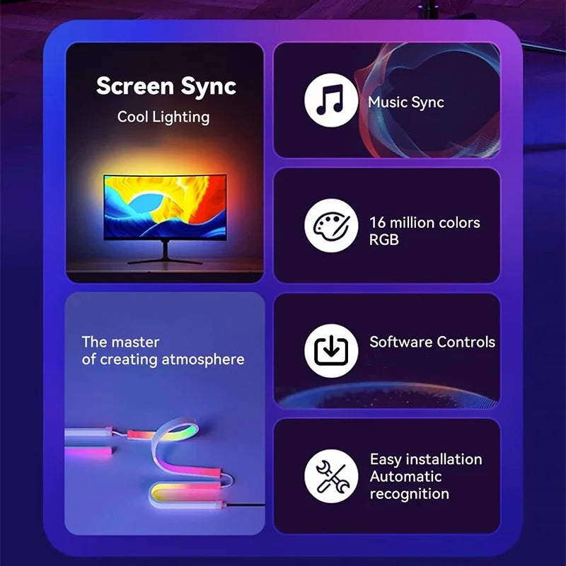 Computer Screen LED Sync Light Smart Gaming Strip Light Monitor RGB Screen Backlight Pickup  for Gaming Room Atmosphere Decor ﻿
