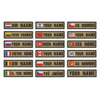 1PC 10cmX2.5cm Custom Name Flag Patch Badge Khaki Iron On Or Hook Loop Netherlands Russia Lithuania France Italy Spain Israel