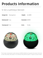 KANPAS Compass for Car/Small Dashboard Compass/Compass for Boat/No Leaking Compass/Double Dial/Luminous