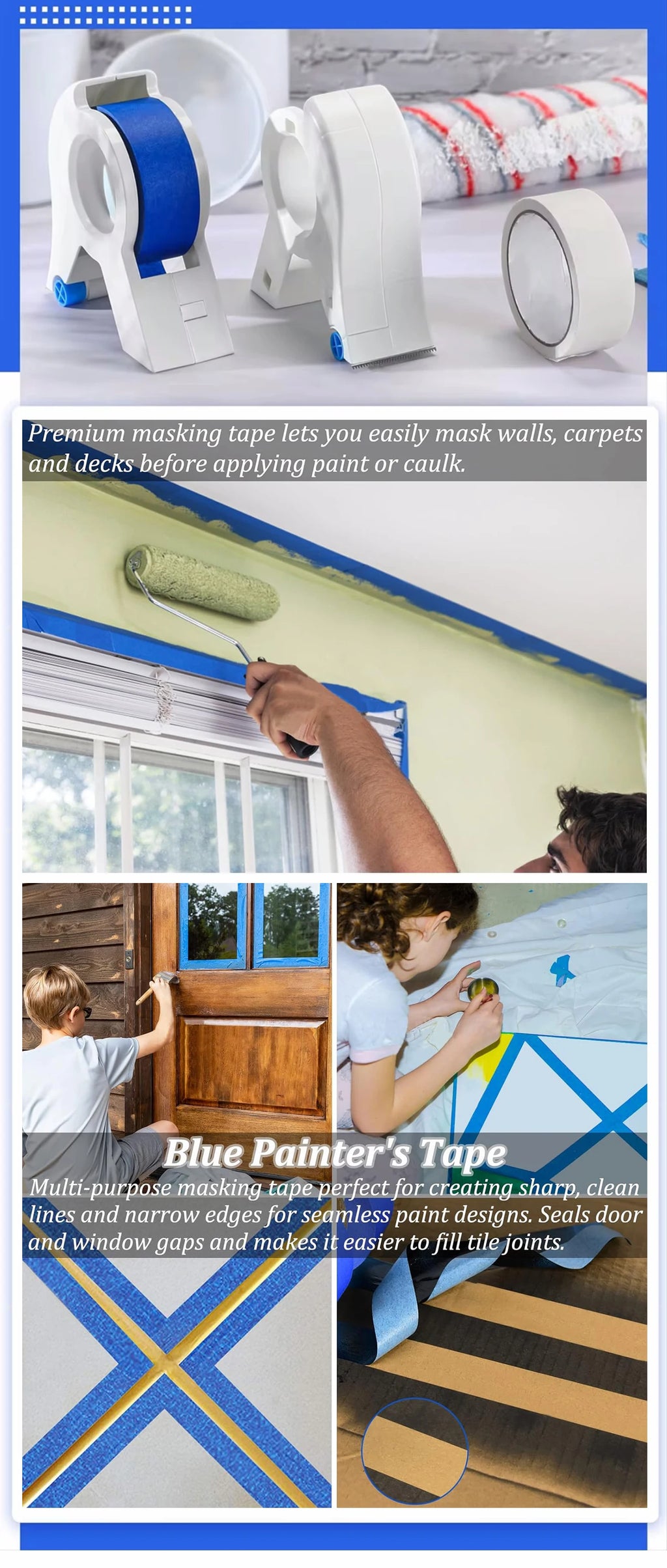 New Painter Masking Tape Applicator Dispenser Machine Adhesive Tape with Tape Cutting Tool for Repair and Beautify Crack in Tile