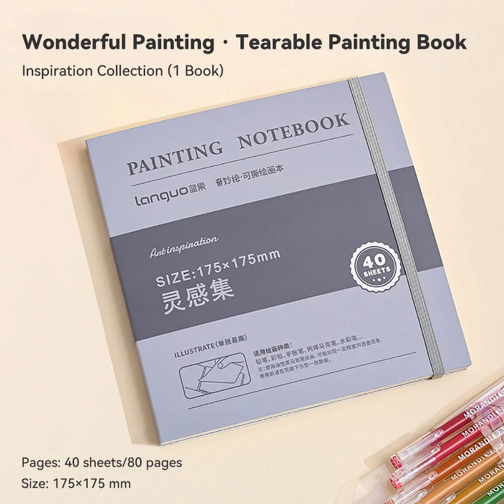 40sheet Tearable Drawing Notebook Sketchbook Handbook 250gsm Paper Mini Book for Watercolor Acrylic Marker Pen Gouache