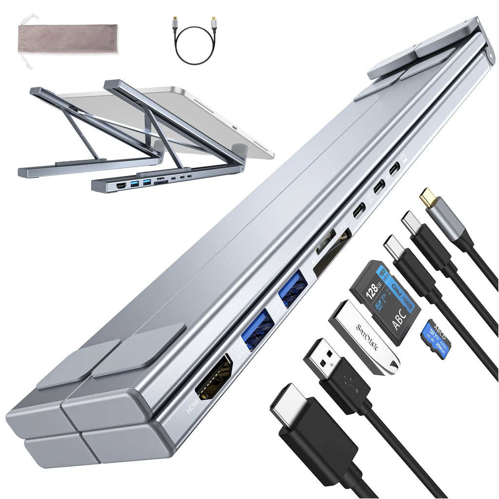8 In 1 USB C Laptop Docking Station Stand With USB C, 2 USB 3.1, SD TF Card Ports,PD 100W, Universal Docking Station For MacBook