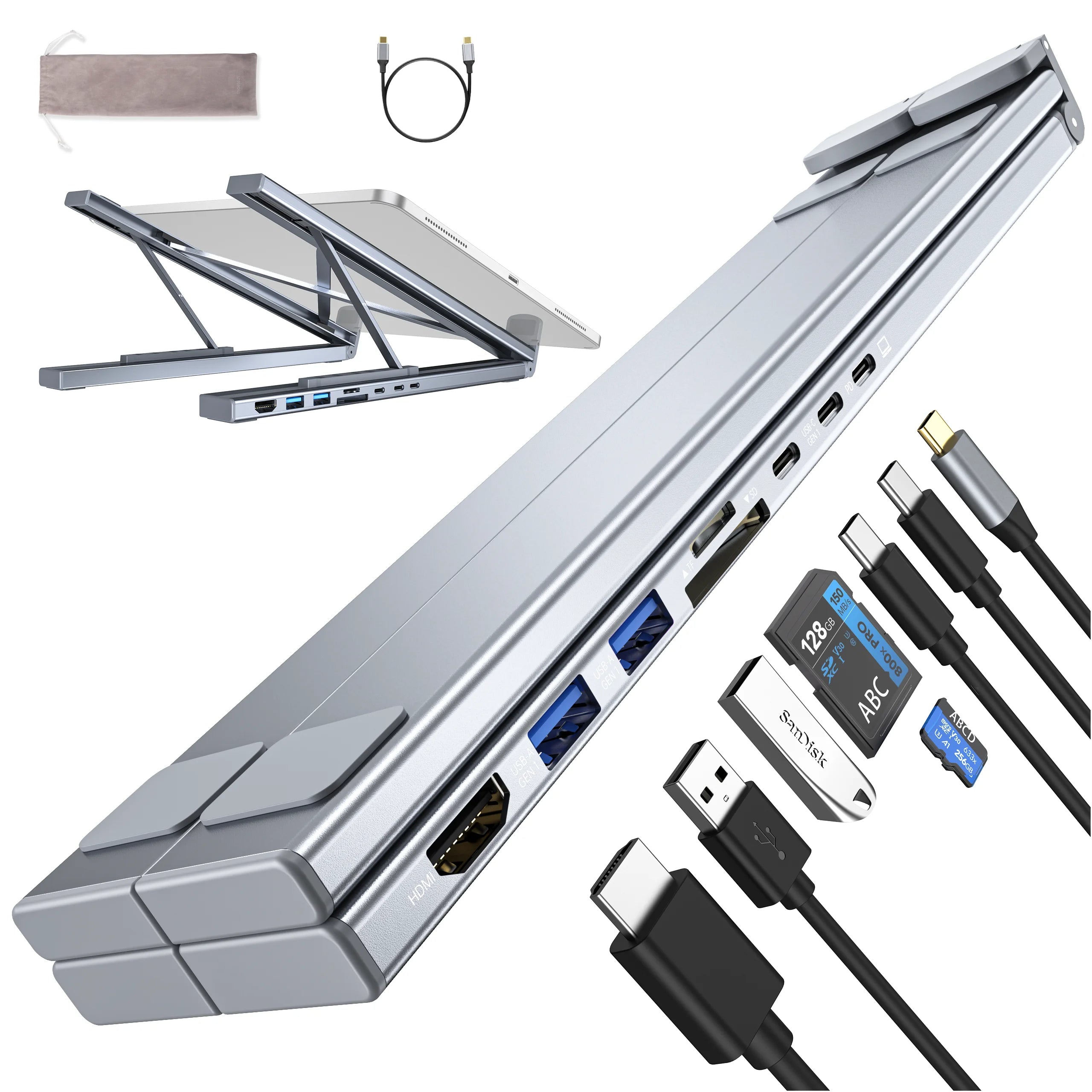8 In 1 USB C Laptop Docking Station Stand With USB C, 2 USB 3.1, SD TF Card Ports,PD 100W, Universal Docking Station For MacBook
